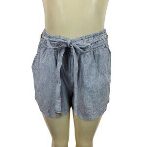 Michael Kors Striped High-Waist Drawstring Shorts W/Gold Grommets & Pockets Sz S